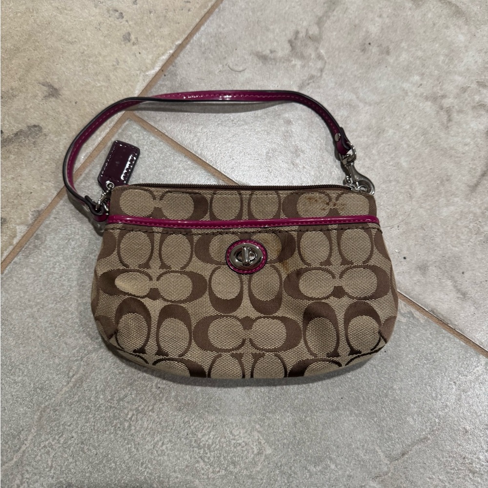 Coach Brown and Pink Signature Clutch